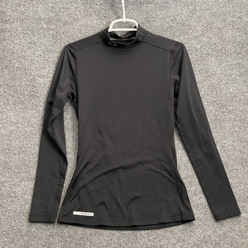 Under Armour ColdGear Shirt Womens Sz S Fitted Mock Long Sleeve Black
